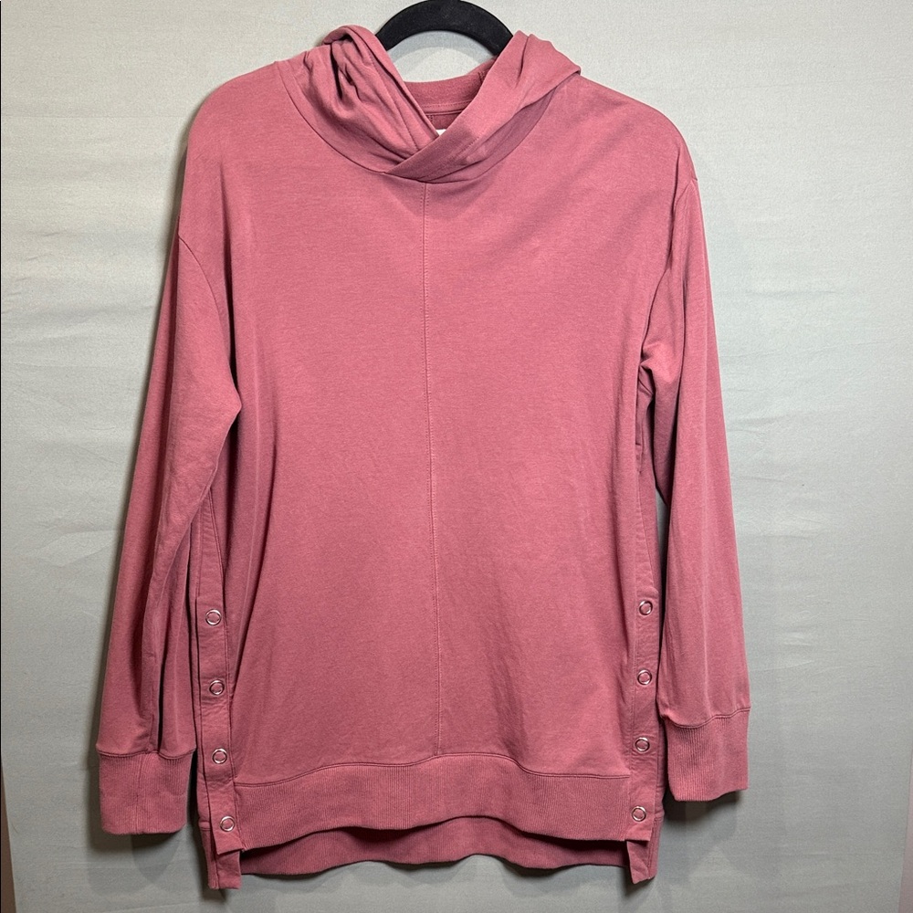 Garnet Hill Cowl Neck Tunic Hoodie, Mauve Pink,‎ Size S